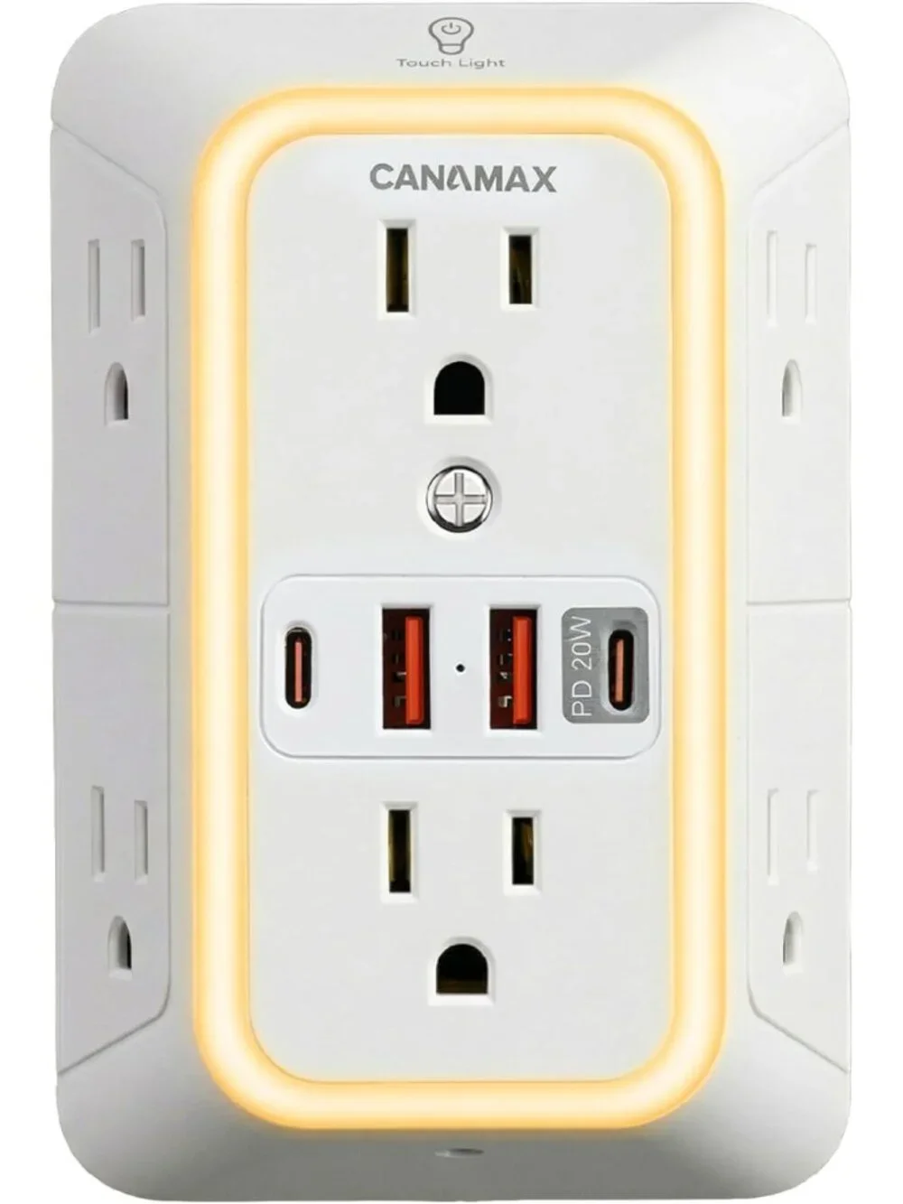 6 Outlet Wall Plug Extender with 4 USB Ports, Fast Charging, Surge Protector